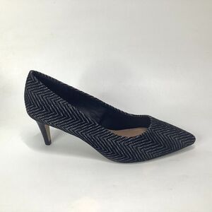 Tahari Gia Shoes Black White Chevron Shoes Pumps‎ 6.5M Textile Pointy Toe  New